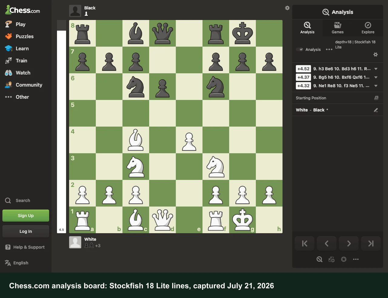 Chess.com analysis tool showing game review with accuracy percentages and blunder highlights